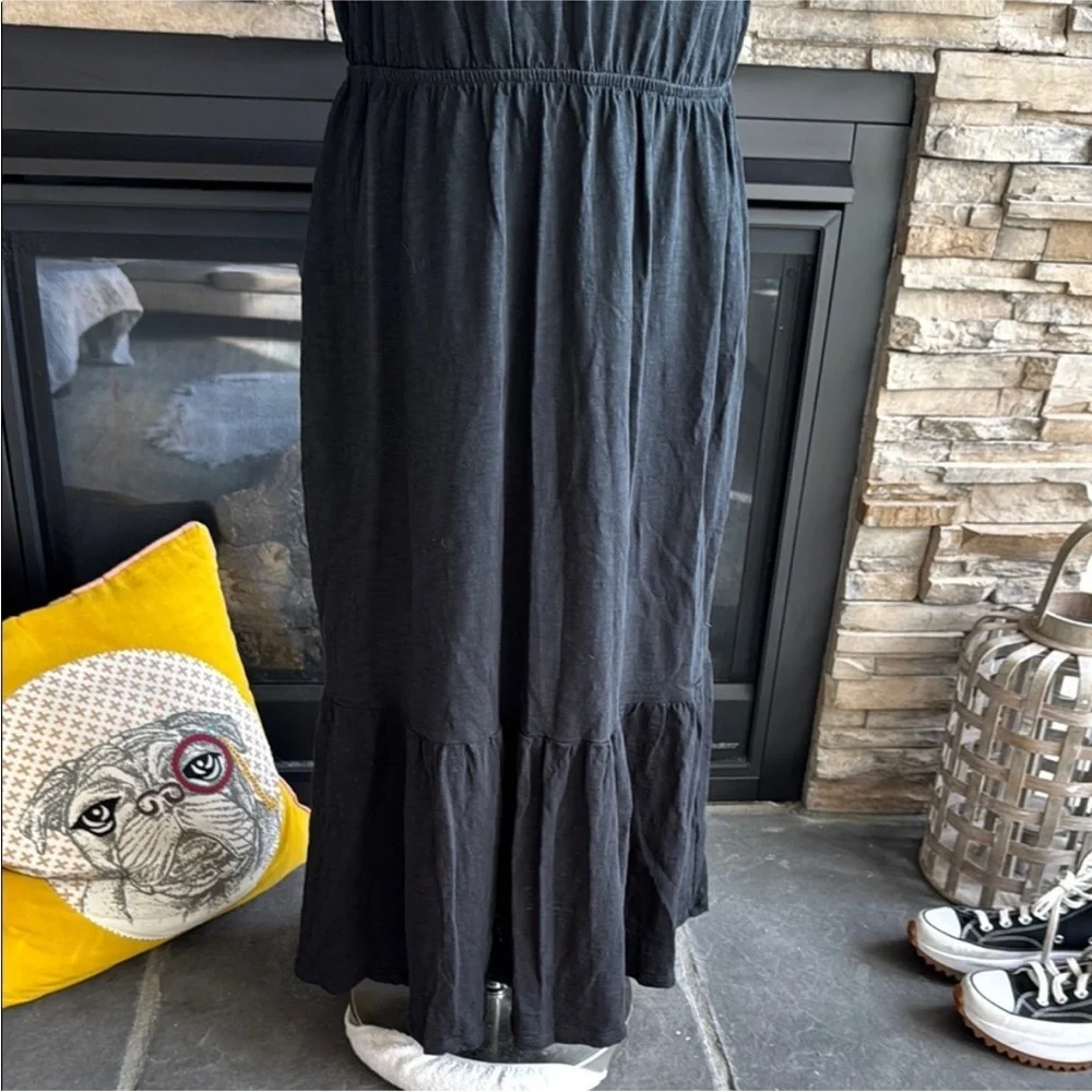 J. Crew Black Ruffle Sleeve Maxi Dress